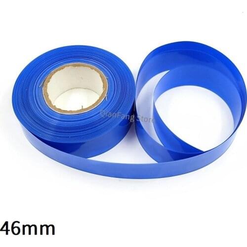 PVC Heat Shrink Tube 46mm Width Blue Protector Shrinkable Cable Sleeve Sheath Pack Cover for 18650 Lithium Battery Film Wrap