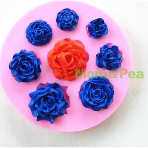 Mom&Pea 0599 Free Shipping Roses Shaped Silicone Mold Cake Decoration Fondant Cake 3D Mold
