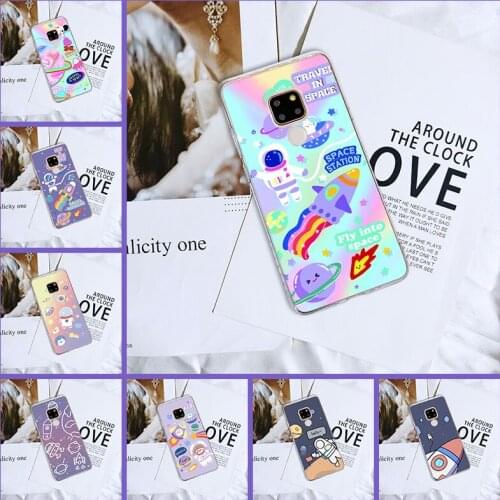 Silicone Phone Case For Huawei Mate 20 10 9 Lite Cute Space Astronaut Star Kawaii Pretty Back Cover For Huawei Mate 7 8 9 10 Pro