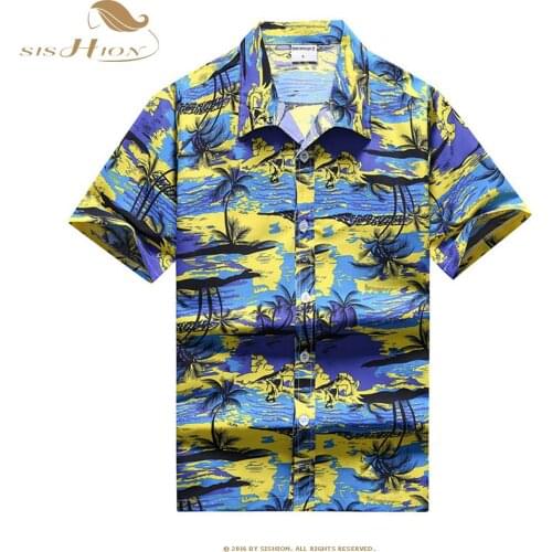 SISHION Plus Size Herenkleding Holiday Beach Summer Shirts for Men VD1935 Short Sleeve Button Up Hawaii Men Shirts