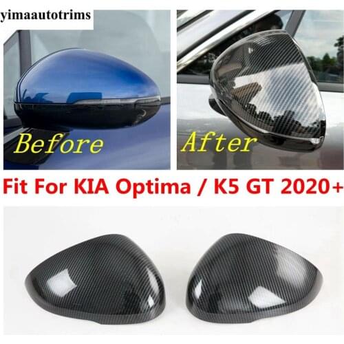 Car Side Rearview Mirror Replacement Caps Cover Trim Exterior For KIA Optima / K5 GT 2020 2021 ABS Carbon Fiber Look Accessories
