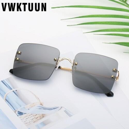 VWKTUUN Rimless Sun Glasses For Men Vintage Glasses UV400 Womens Sunglasses Square Shades Driving Driver Ocean Lens Sunglasses