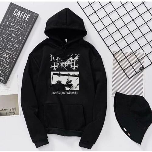 Harajuku Demon Death Dark Punk Loose Casual Top Hip Hop Ulzzang Streetwear Japan Gothic Letters Print Pullover Hooded Sweatshirt