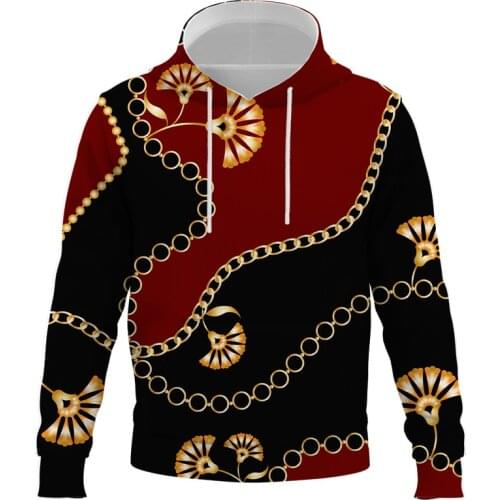 Gold chain Hoodies 3D Printed Sweatshirt Men Women Fashion Oversized Hoodie Harajuku Streetwear brand Clothing