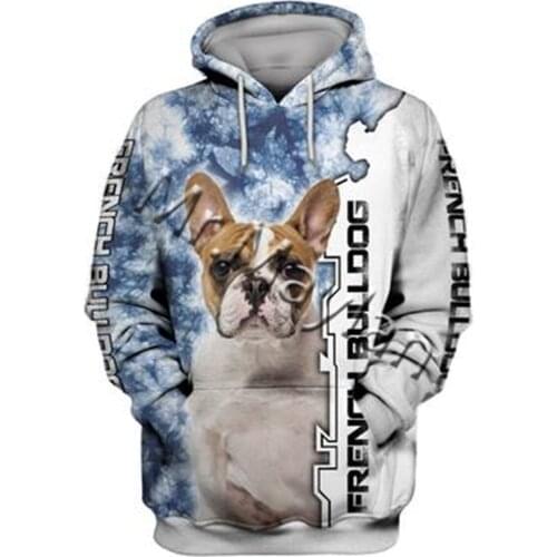 Unisex 3D Graphic Hoodies Sweatshirts Animals Dog Art French Bulldog Hoodie Men/Women Casual Streetwear Sweatshirt Pullover A46