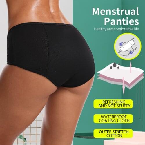 Leak Proof Menstrual Period Panties Women Underwear Fiber High Waist Physiological PantsFour-Layer Organic Cotton Widen