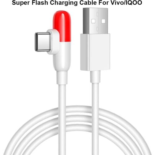 44W Flashcharge USB Cable Elbow Quick Charging Capsule Type C Cable Data SYNC For Vivo X50 X60 Pro X30 NEX3 IQOO 3 5 Pro NEO3