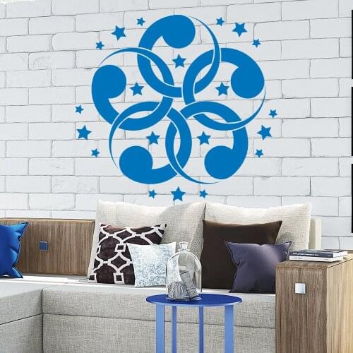 Flower Pattern Wall Stickers Vinyl Interior Wall Decal Stars Living Room Art Mural Home Decor Yoga Studio Decals Modern DIY SY16