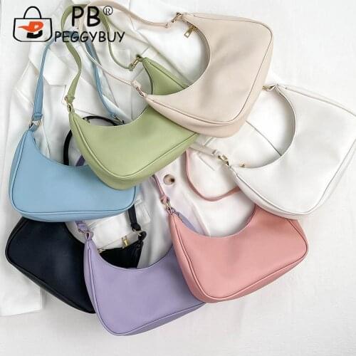 Vintage Women PU Leather Shoulder Underarm Hobos Bag Casual Solid Color Small Handbags Portable Travel Zipper Top-handle Bag