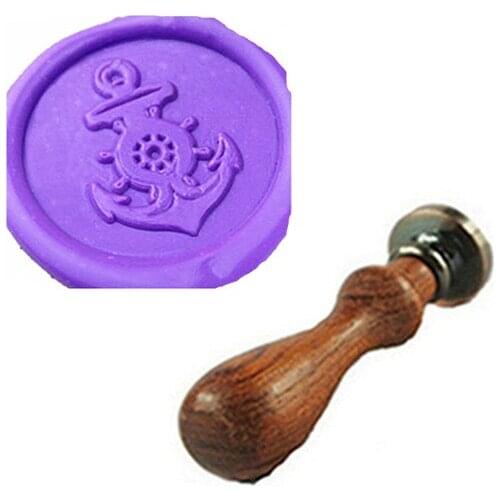 Vintage Fancy Anchor Wheel Custom Picture Logo Wedding Invitation Wax Seal Sealing Stamp Rosewood Handle Set Kit