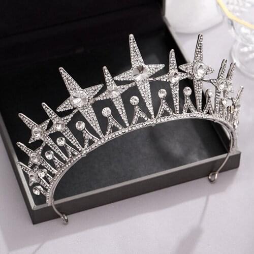 Fashion Crystal Hair Crown Rose Gold Silver Color Tiaras and Crowns Hair Jewelry for Women Accessories Prom Bride Headpiece Gift