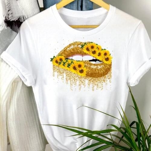 Women Clothes Lip Floral Cute Trend New Kawaii Summer Fashion Short Sleeve Summer Print Tshirt Female Tee Top Graphic T-shirt