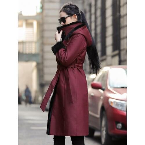 Natural Rabbit Liner Parka Real Coat Winter Jacket Women Mink Fur Collar Warm Long Jackets Chaqueta Mujer MY4079