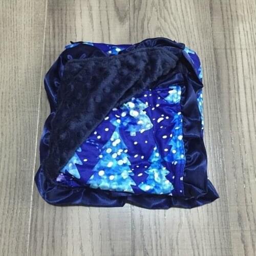 Baby girls winter blanket with ruffle baby children cotton soft blanket baby blanket with blue tree print