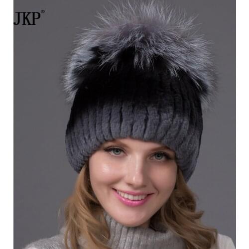 Winter fur hat for women real rex rabbit fur cap silver fox fur hats warm headwear hats thick 2020 brand new hat