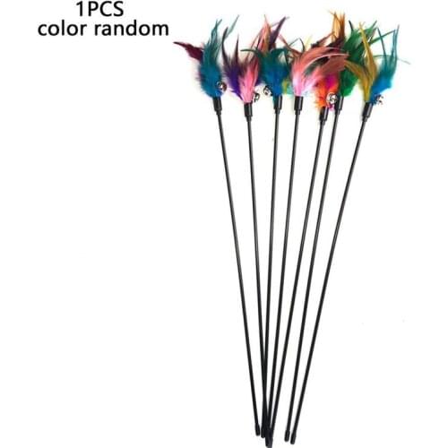 1Pcs Cat Feather Bell Wand Teaser Rod Bead Play Pet Ball Toys Supplies Cat Accessories 2021 Hot sale