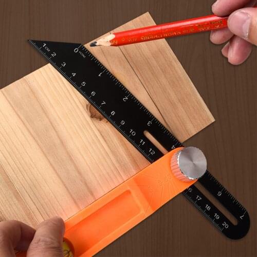 1pcs Woodworking Aluminum Alloy T-shaped Movable Angle Ruler Multifunctional Scribing Ruler Angle Level Measuring Instrument