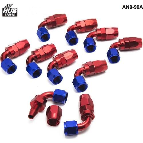 10pcs /set90Degree AN8 Hose End Fitting Aluminum oil cooler hose fitting Oil Fuel Hose End HU-AN8-90A