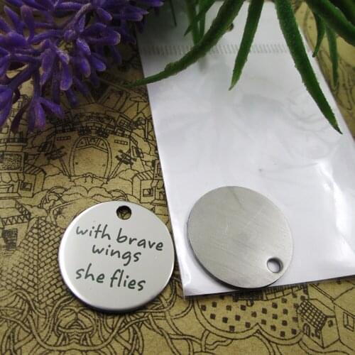 20pcs--"With Brave Wings She Flies"stainless steel charms 5 styles for choosing DIY Charms for necklace bracelets