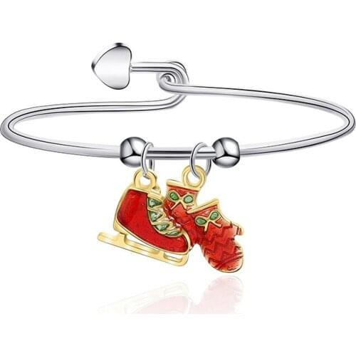 12pcs/lot Fashionable And Popular Christmas Red Skate Shoes Gloves Closed Bracelet Daily Life Party/Gift