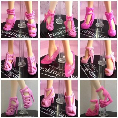 30Pairs/lot Beautiful Varities Of Style Colors Top Quality Sandals Boots For Barbies Original Fashion 1/6 Doll Shoes Girl Gift
