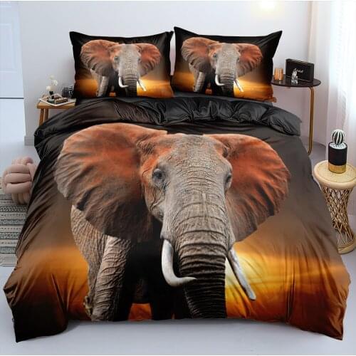 3D Beddings Duvet Covers Quilt Cases Set Pillow Cottoms Full King Queen Double Size Black Custom Design Elephant Bedding Sets