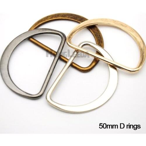 40pcs/lot 2 inch 50mm big metal flat alloy D Dee Ring adjustable buckles for bag webbing strap silver/black/bronze/Gold FDR-50mm