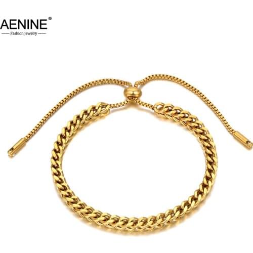 AENINE Fashion 316L Stainless Steel Link & Chain Bracelets For Women Hiphop/Rock Adjustable Party Bracelet Jewelry AB20155