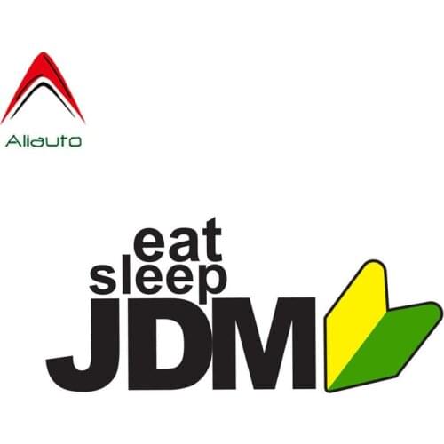 Aliauto Personality Creative Car Sticker Eat Sleep JDM Sport Accessories Waterproof Sunscreen Anti-UV Reflective Decal,12cm*5cm