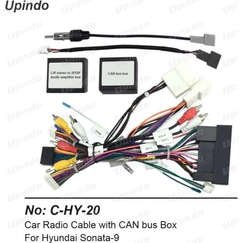 Car Radio Android Head Unit Cable with CAN Bus to UART Box Adapter Wiring Harness Power Connector Socket for Hyundai Sonata 9