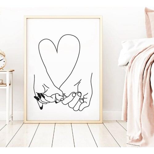 Pinky Promise Abstract Art Print I Love You Personalized Gift Romantic Wall Art Canvas Painting Custom Name Poster Wedding Gifts