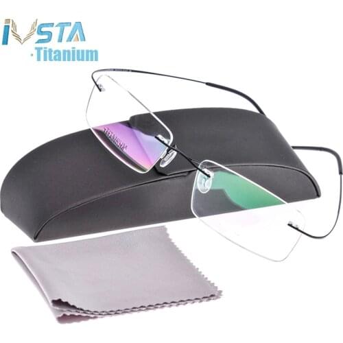 IVSTA Silh shile Logo with box Titanium Glasses Men Frame Myopia Rimless Optical Frame Women Prescription Pink Silver