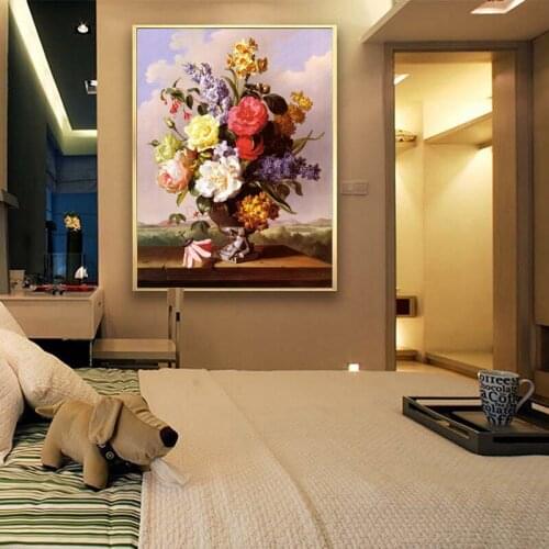 Classical rose flower arranging landscape canvas printings oil painting printed on canvas home wall art decoration pictures