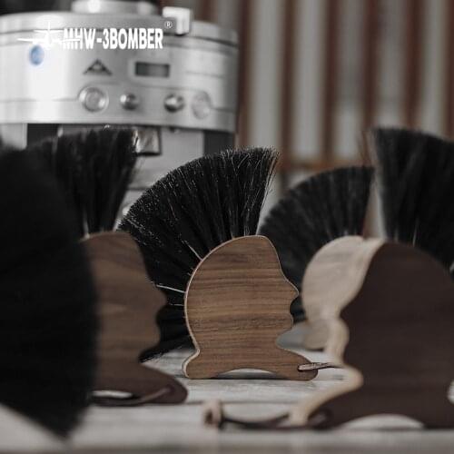 MHW-3BOMBER Bar Brush Coffee Powder Grounds Cleaning Indian Element Bionic Design Barista Accessory Solid Wood Horse Hair Origin