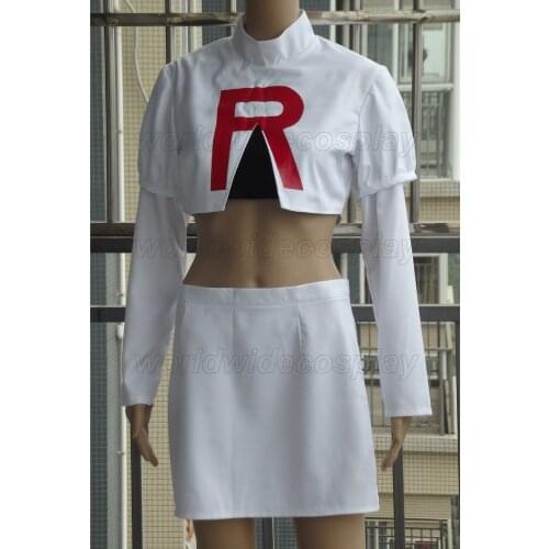 Pokemon Team Rocket Jessie Cosplay Costume and Wig Free Shipping for Halloween and Christmas