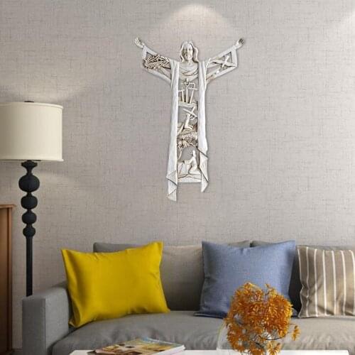 Risen Christ Wall Cross Home Cabinet Figurines Decoration Accessories Wall Hanging Sculpture Decorations Living Room Home Decor