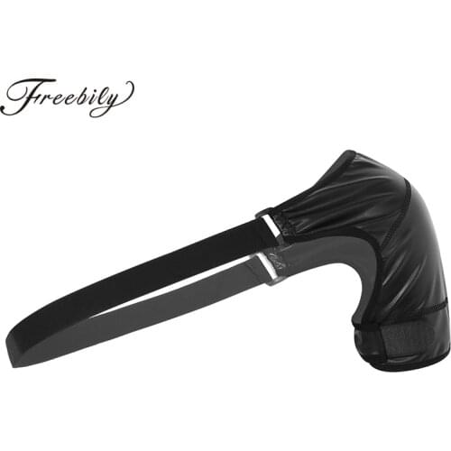 Hot Sexy Men Wet Look Faux Leather Elastic Single Shoulder Strap Punk Gothic Crop Tops Nightclub Rave Costume Harness