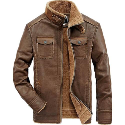 Jackets Men Casual Thick Warm Outwear Jacket Winderbreaker PU Motorcycle Leather Jacket Autumn Winter male fur coat Dropshipping