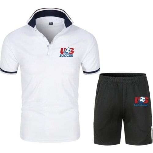 2021 Summer Brand Mens Short Sleeve Polo Shirt + Shorts Two-piece Casual Mens Sports Suit Outdoor Jogging Fitness Mens Suit