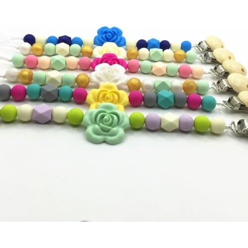 NEW Teether of Silicone Teething flower Pacifier Clips Universal Soother Clip Kids Chew Toy Baby teething pendant BPA Free