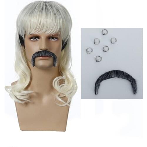 New Tiger King Joe Cosplay Wig with Beard Earrings Mustache Halloween Carnival Cosplay Props Drop Shipping
