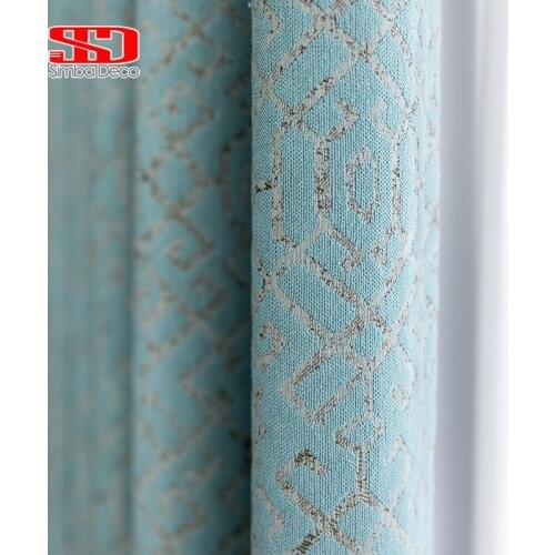 European Printing Blue Solid Curtains For Bedroom Fabric Pastoral Cortinas In The Living Room Decor Window Treatmen Single Panel
