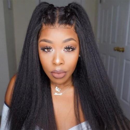 Osolovely Kinky Straight Lace Frontal Wigs Glueless 13X6 HD Lace Front Human Hair Wigs For Black Women
