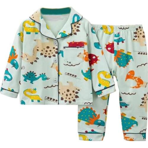 TUONXYE New Summer Boys Long sleeves Pajamas Girls Set Dinosaurs Pyjama Cotton Kids Pijama Children Sleepwear