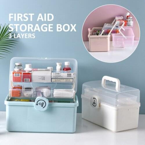 Portable 3 Layers Storage Box Large Capacity First Aid Kit Storage Box Sundries Organizer Home Medical Box Blue/Pink/White