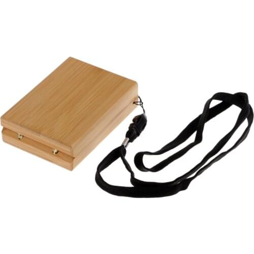 Portable Wooden Bamboo Fly Fishing Flies Box with Lanyard Holds 96 Flies