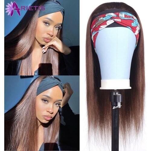 Straight Headband Wig Human Hair Wigs for Black Women 150% Density Glueless Remy Cheap Price Wig with Headband Full Machine Wig