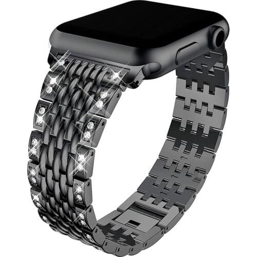 Luxury metal strap for Apple Watch 6 5 4 SE 40mm 44mm strap for iwatch series 3 38mm 42mm diamond stainless steel strap