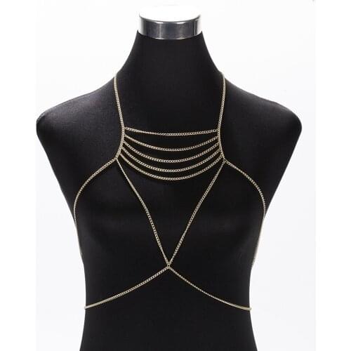 Newest Sexy Woman Tassels Multilayer Gold ColorBody Chain Charm Statement Body Jewelry Beach Accessories