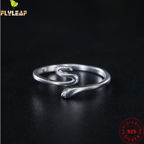 925 Sterling Silver Snake Open Rings For Women Personality Female Fashion Jewelry